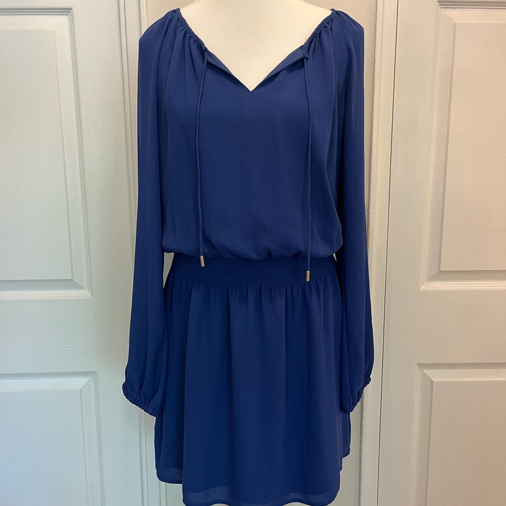 White House Black Market Blue Long Sleeve Dress